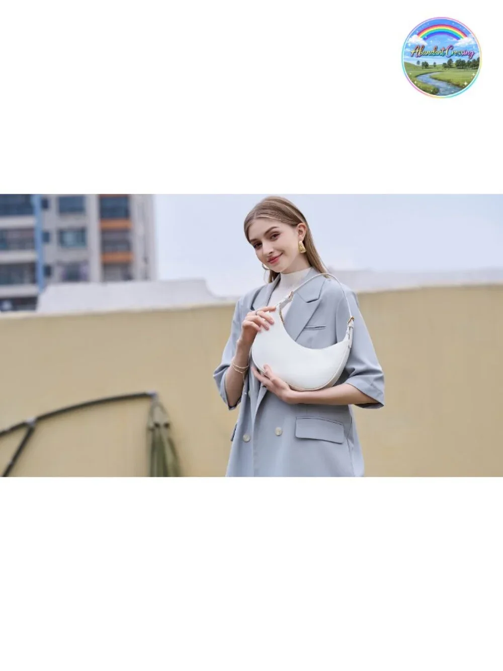 Small Faux Leather Crescent Hobo Crossbody Bag with Zipper